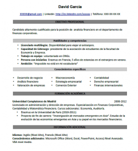 cv sin experiencia